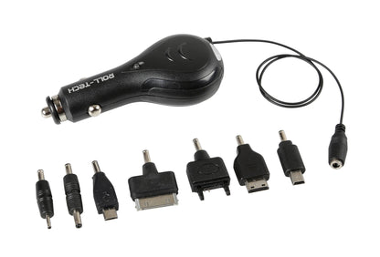 Caricabatteria multipresa con 1 porta Usb - 1000 mA — cavo riavvolgibile da 100 cm. Pulsante per avvolgimento automatico