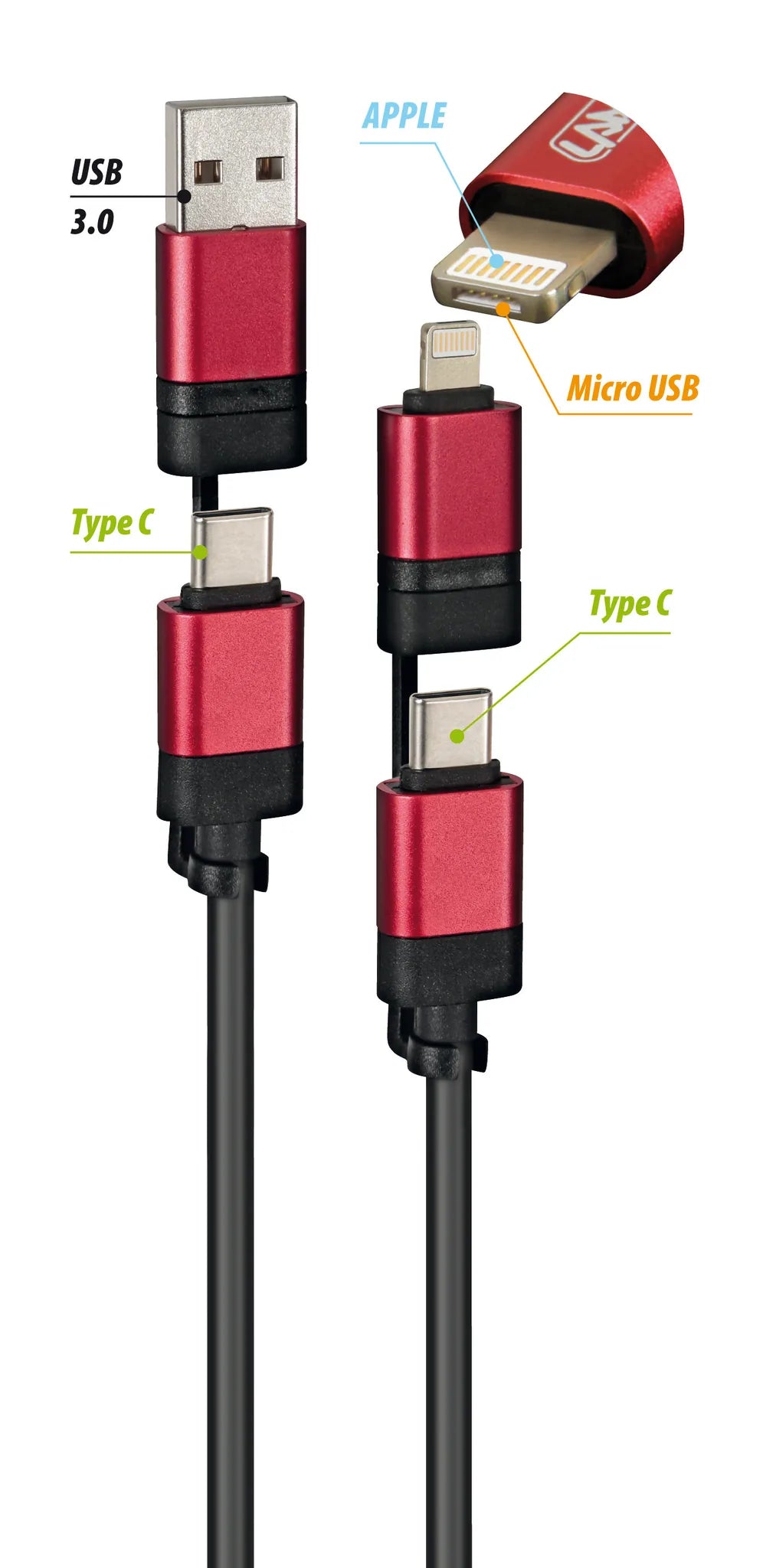 Disegno tecnico quotato di Cavo Ultimate 6 in 1 - 100 cm, con le misure