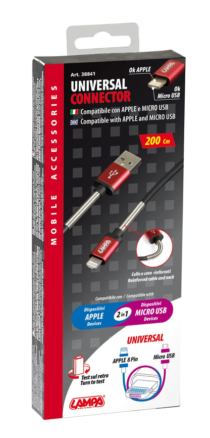 La confezione di Cavo Universal, Usb > Apple 8 pin / Micro Usb - 200 cm