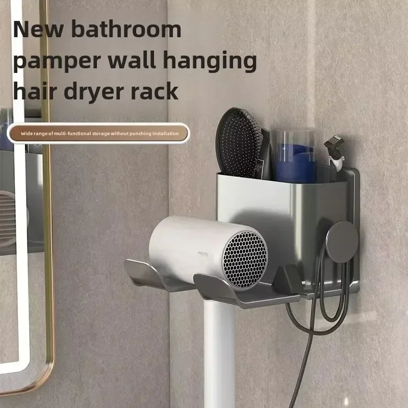 Household Hair Dryer Shelf Plastics Wall Mounted No Punching Hair Dryer Holder Toilet Storage Rack Bathroom Organization Shelves