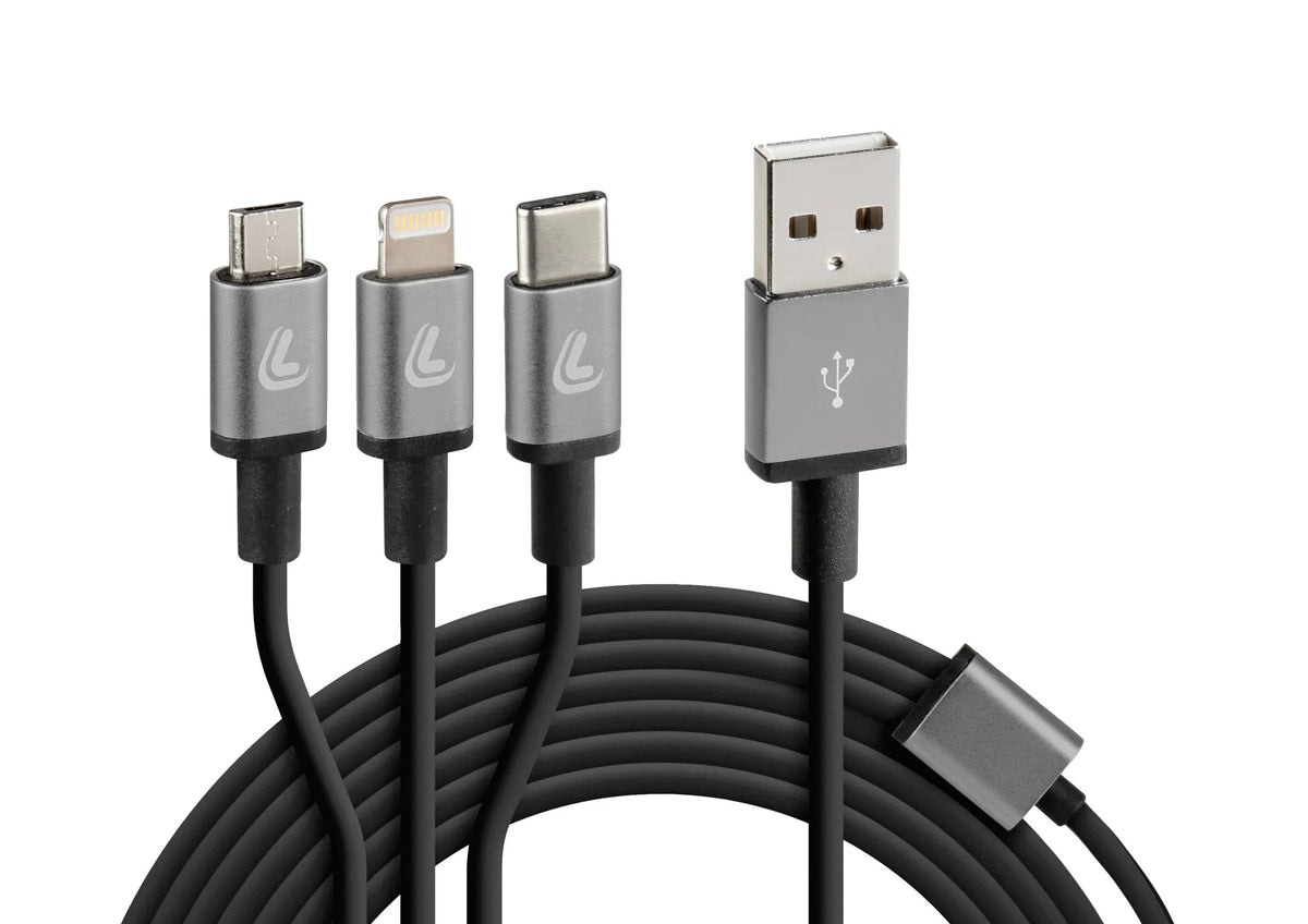 Cerbero, cavo ricarica con 3 connettori - 100 cm — compatibile con ricarica veloce