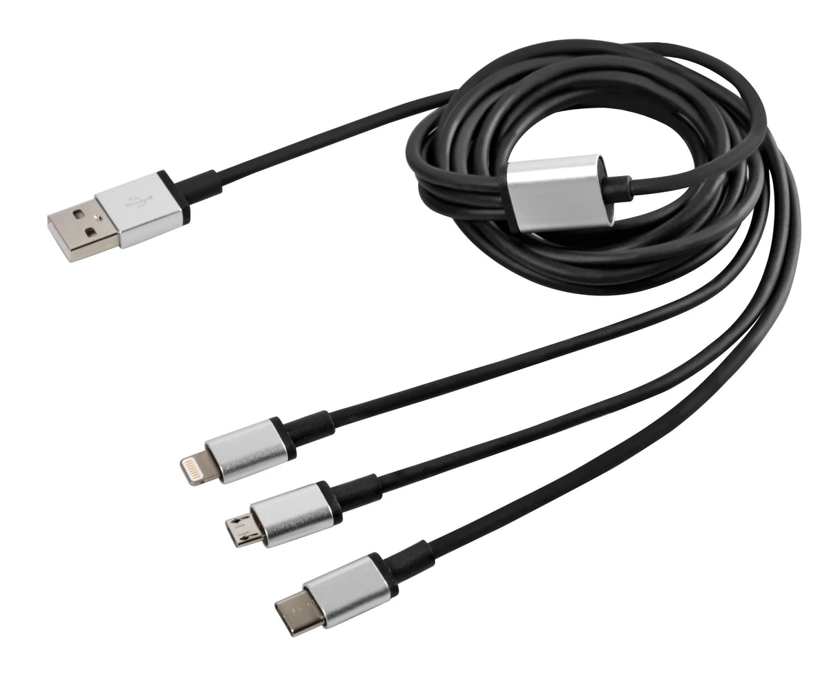Cerbero, cavo ricarica con 3 connettori - 100 cm — compatibile con ricarica veloce