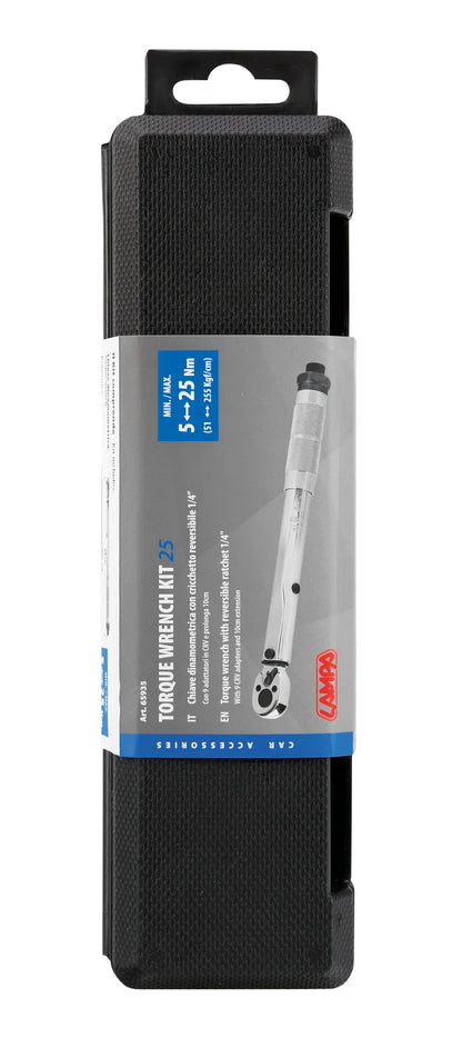 La confezione di Chiave dinamometrica con cricchetto reversibile 1/4" - 5-25