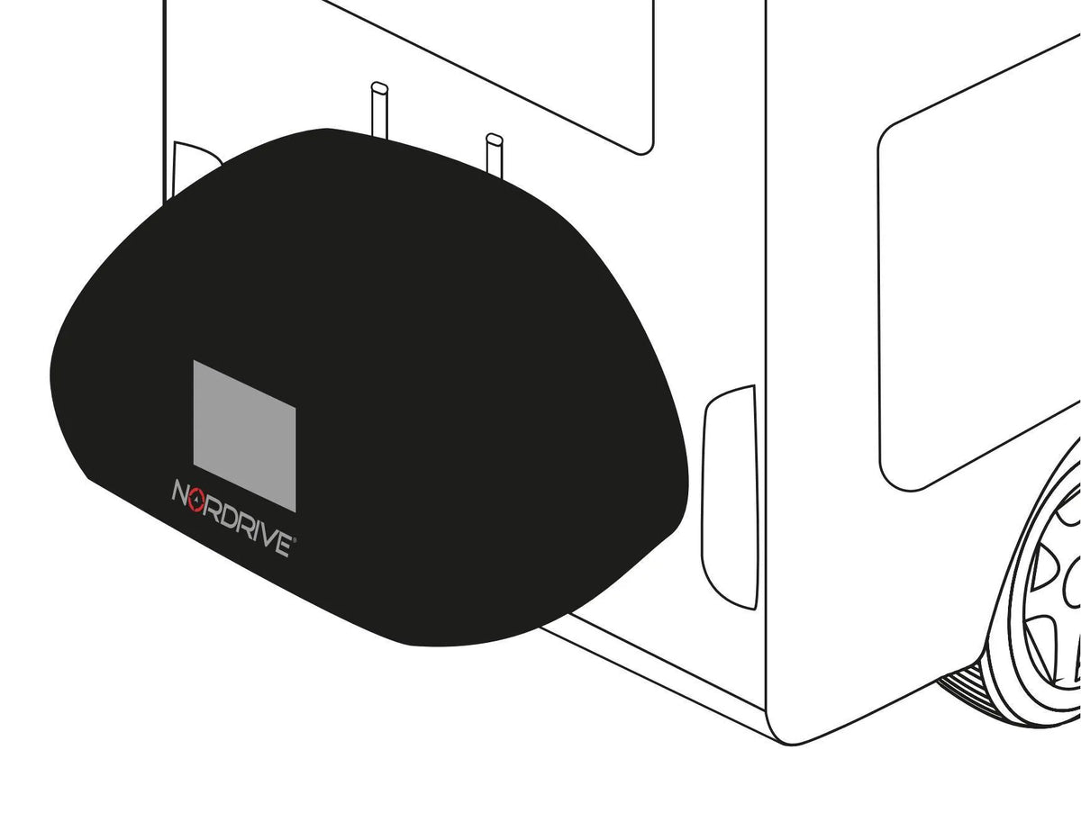 Disegno tecnico quotato di Copertura per portabici camper e roulotte, con le misure