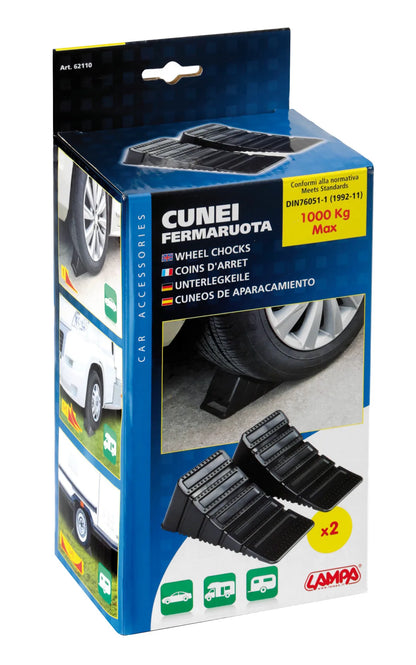 La confezione di Coppia cunei fermaruota DIN
