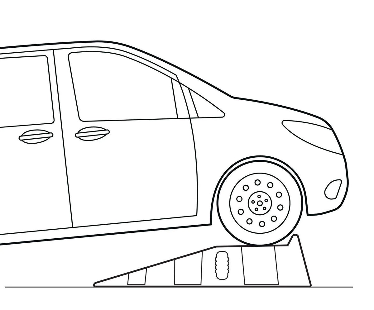 Disegno tecnico quotato di Coppia di rampe per sollevamento veicoli, con le misure, vista 2