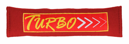 Cuscino avvolgicintura universale — doppia imbottitura, chiusura velcro. Scritte assortite: Rally, Racing, Motorsport, Turbo