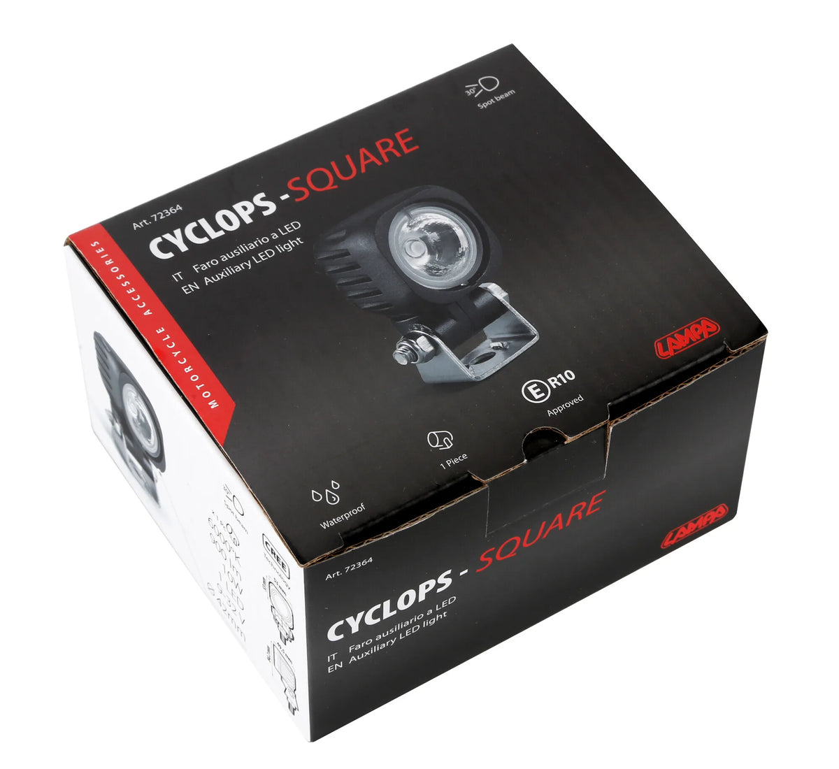 La confezione di Cyclops-Square, faro ausiliario a 1 Led - 12/24V - Luce