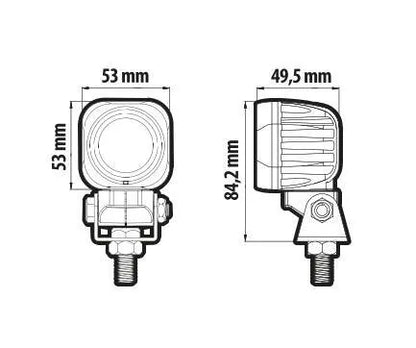 Disegno tecnico quotato di Cyclops-Square, faro ausiliario a 1 Led - 12/24V - Luce, con le misure