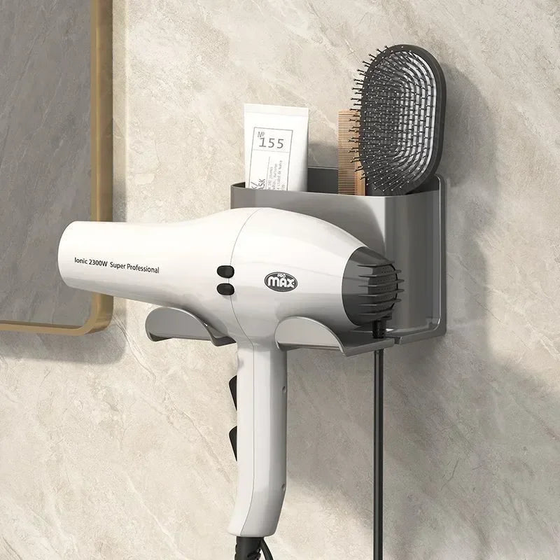 Household Hair Dryer Shelf Plastics Wall Mounted No Punching Hair Dryer Holder Toilet Storage Rack Bathroom Organization Shelves