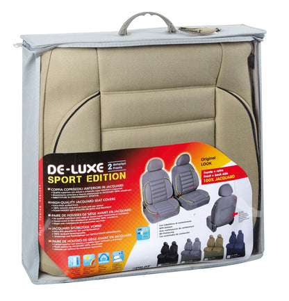 La confezione di De-Luxe Sport Edition, coppia coprisedili anteriori