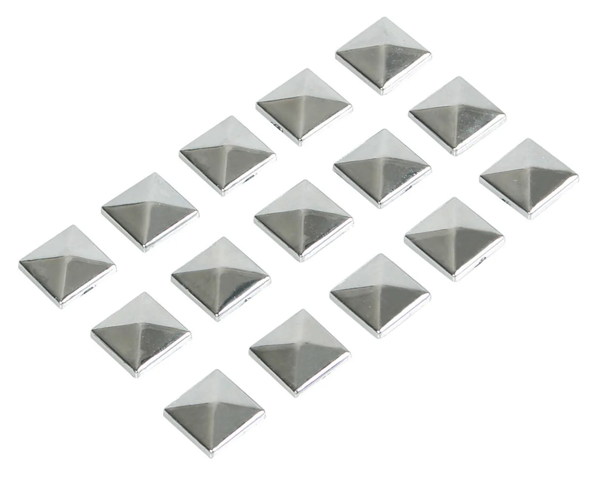 Decor-Studs, borchie cromate 15 pz - 10x10 mm su fondo bianco