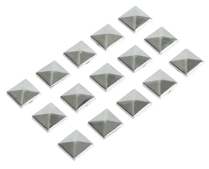 Decor-Studs, borchie cromate 15 pz - 10x10 mm su fondo bianco