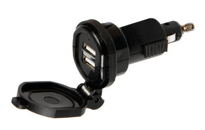 Din-Tech, caricabatteria Din 2 porte Usb - Fast Charge - su fondo bianco