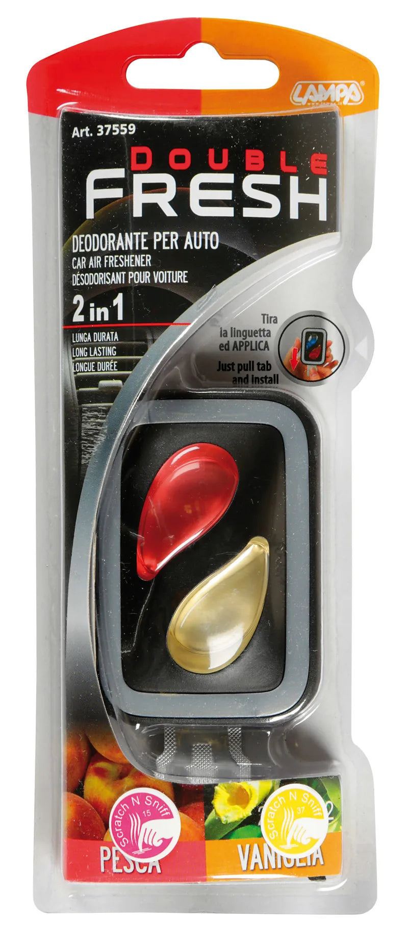 La confezione di Double Fresh, deodorante per abitacolo - 2x2,5 ml - Outdoor