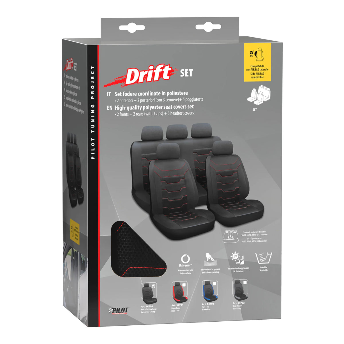 La confezione di Drift, set fodere coordinate - Nero/Rosso