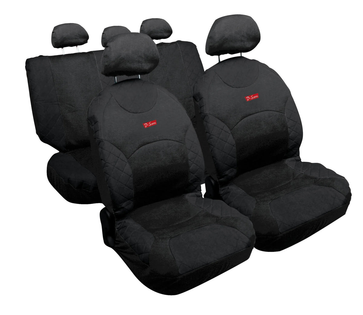 Drive Jeans, set coprisedili su fondo bianco