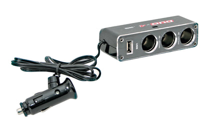 Dual-Power, presa corrente tripla con USB, 12/24V — 3 prese corrente (5A max)