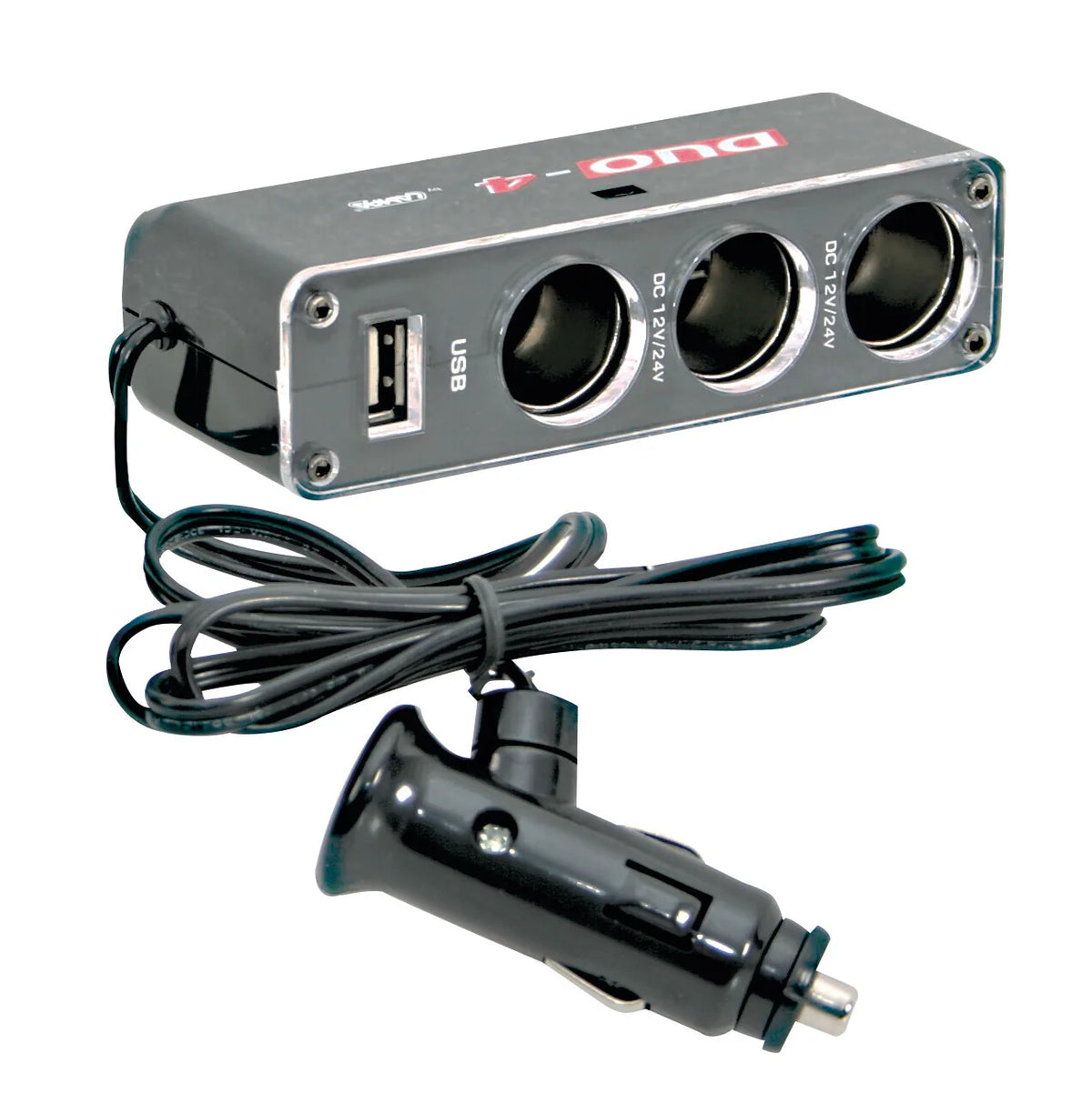 Dual-Power, presa corrente tripla con USB, 12/24V — 1 porta USB (2100 mA max)
