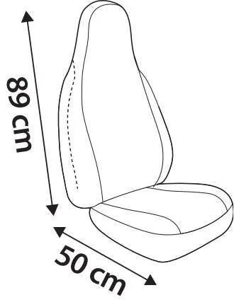 Disegno tecnico quotato di Duka High-Back, coppia coprisedili anteriori in tessuto, con le misure