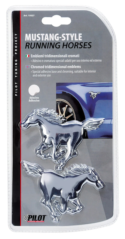 La confezione di Emblema 3D cromato - 2 Horses