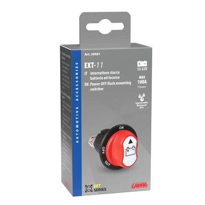La confezione di Ext-11, interruttore stacca batteria a 3 posizioni, 12/32V