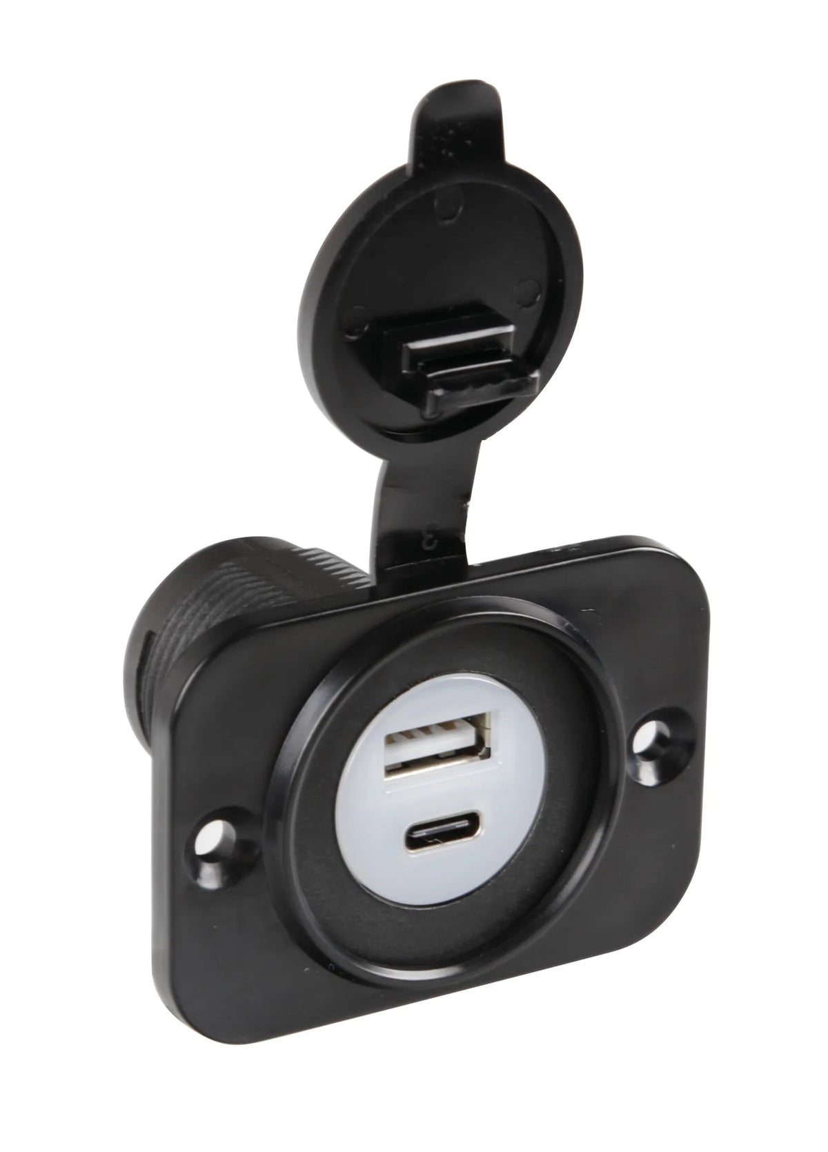 Ext-12, doppia presa Usb A + Usb C, montaggio ad incasso — uSB A: 5V 3A / 9V 2A /12V 1.5A - QC 3.0