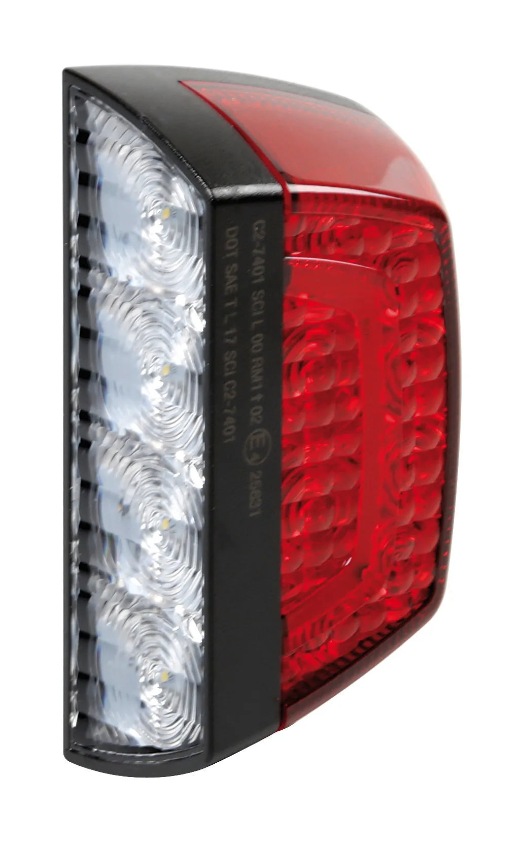 Fanale posteriore a Led, illuminazione targa e luce di su fondo bianco, vista 5