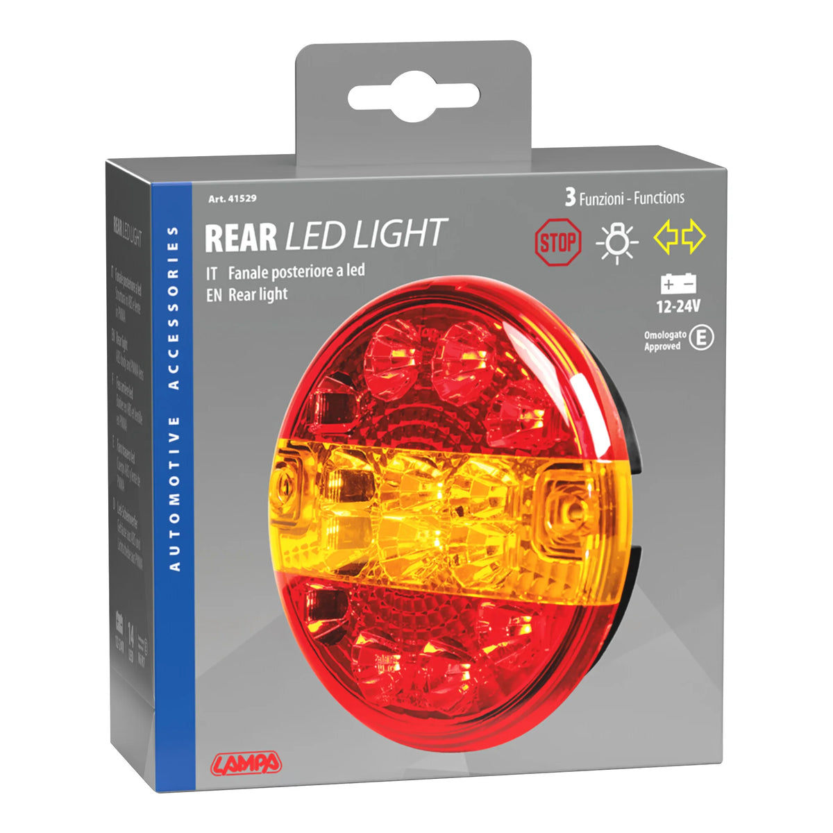La confezione di Fanale rotondo posteriore Led 3 funzioni, 12/24V