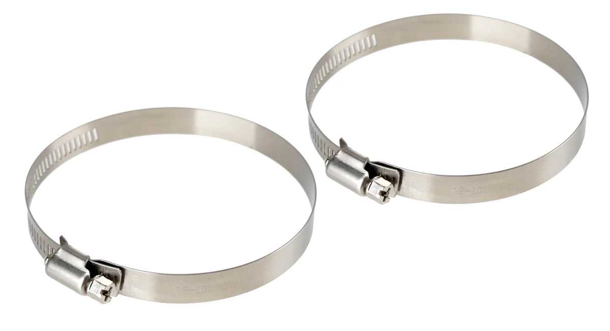 Fascette stringitubo in acciaio inox su fondo bianco, vista 8