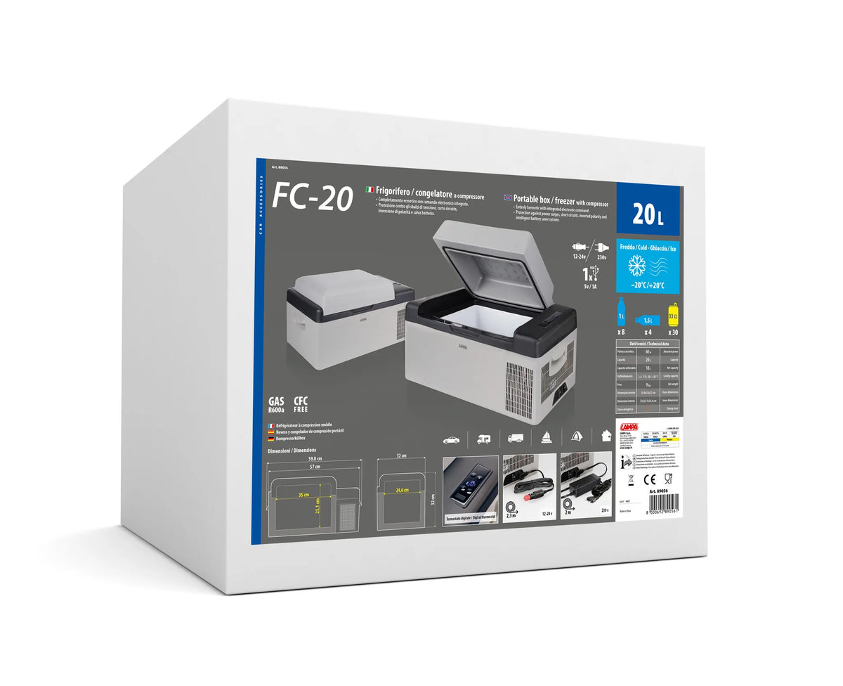 La confezione di FC-20, frigorifero/congelatore a compressore, 20 litri