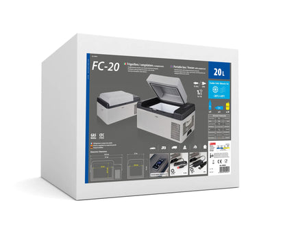 La confezione di FC-20, frigorifero/congelatore a compressore, 20 litri
