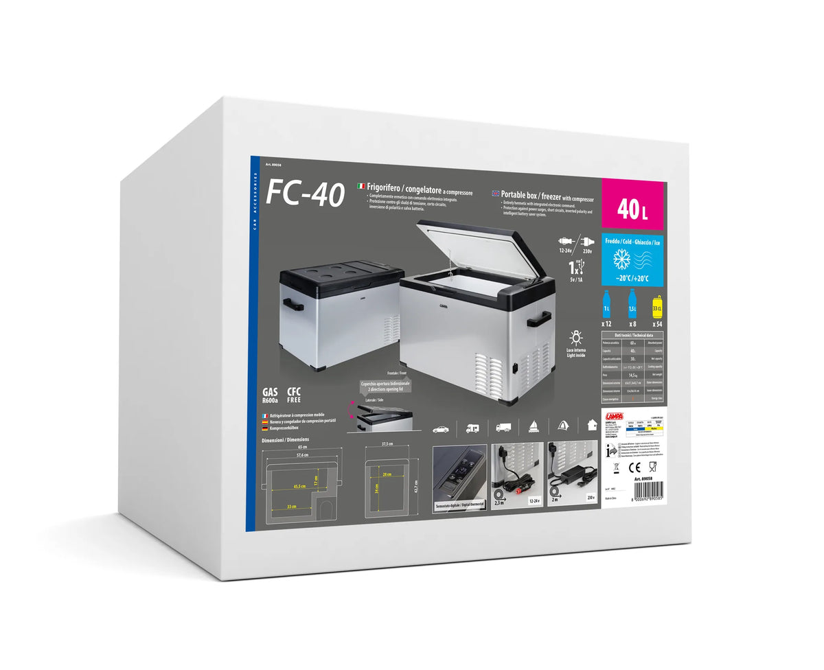 La confezione di FC-40, frigorifero/congelatore a compressore, 40 litri