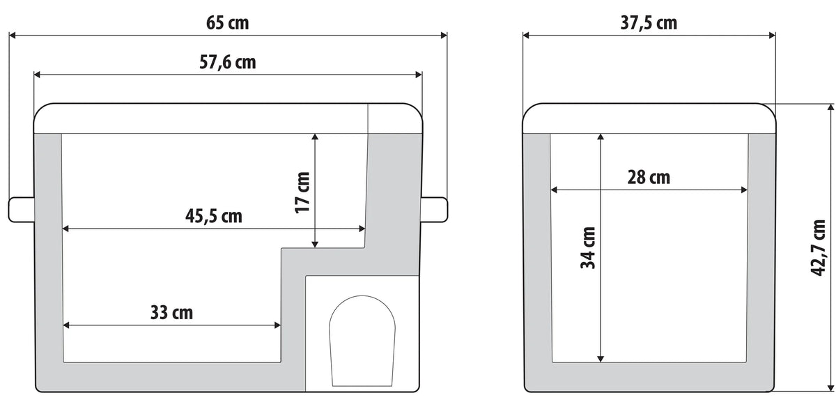 Disegno tecnico quotato di FC-40, frigorifero/congelatore a compressore, 40 litri, con le misure