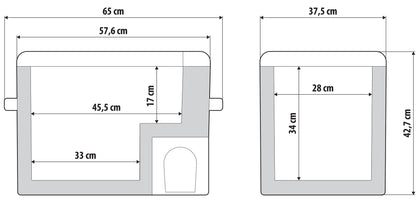 Disegno tecnico quotato di FC-40, frigorifero/congelatore a compressore, 40 litri, con le misure