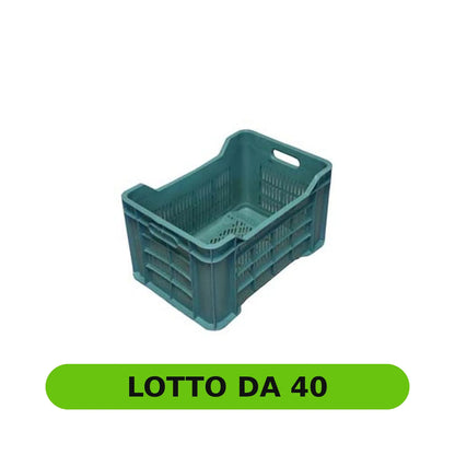 Cassa Raccolta Olive Tutta Forata 40L – Plastica Verde – Sovrapponibile - Confezione da 40 pz - lotto da 40 [pack:40#02]