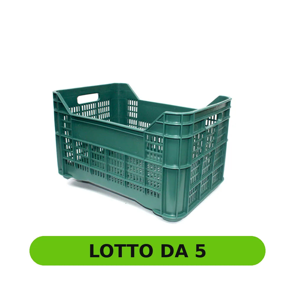 Cassa Raccolta Olive Tutta Forata 40L – Plastica Verde – Sovrapponibile - Confezione da 5 pz - lotto da 5 [pack:5#01]