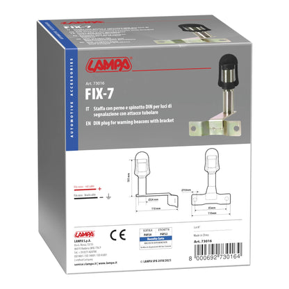 La confezione di Fix-7, Staffa con perno e spinotto DIN per luce di