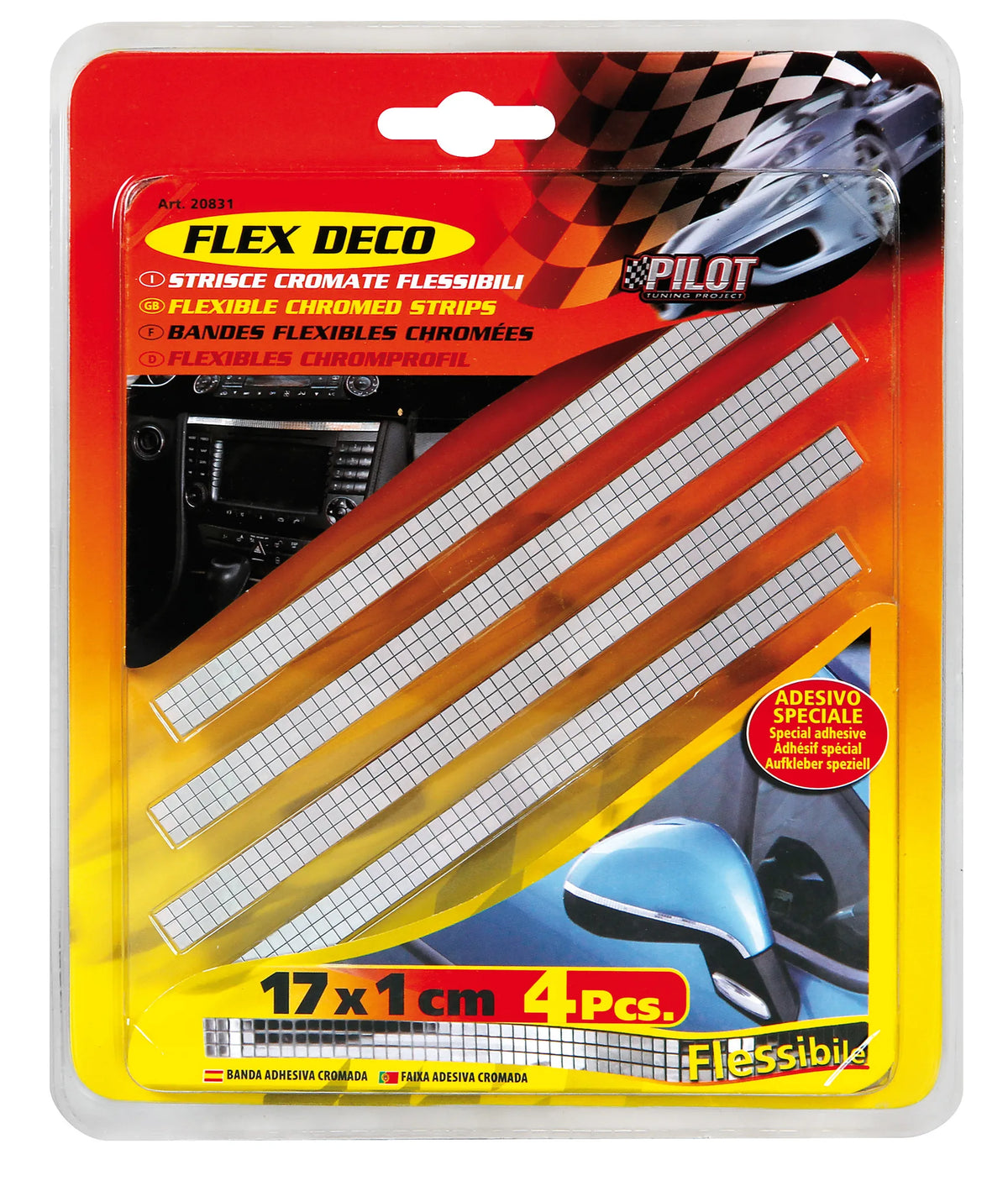 La confezione di Flex Deco, strisce cromate flessibili, 4 pz