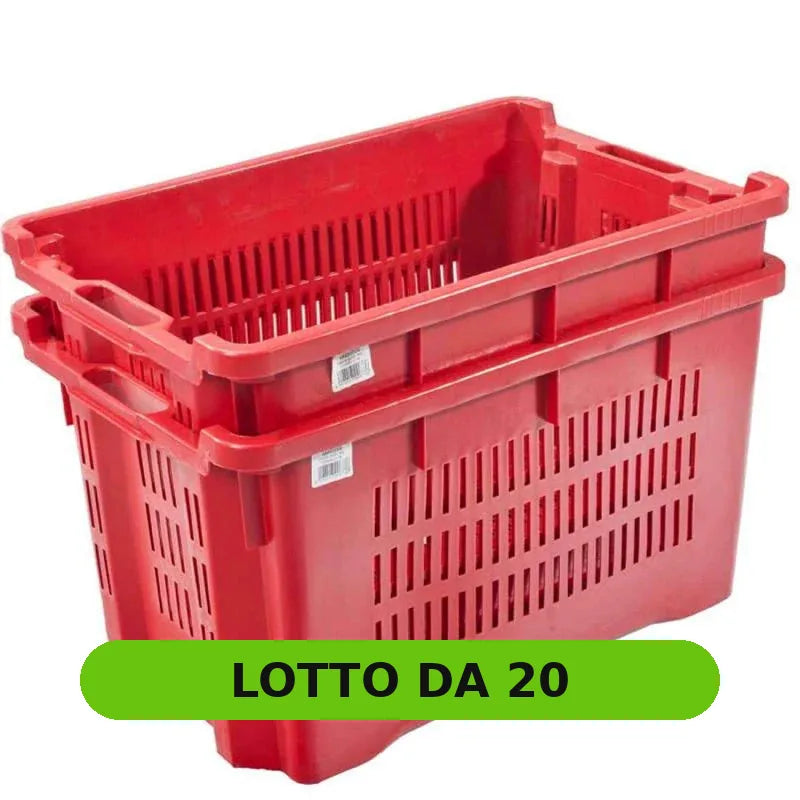 Cassetta in PVC impilabile 40 litri - forata lateralmente, sovrapponibile al modello tradizionale (pacco da 20 pezzi) - lotto da 20 [pack:20#01]