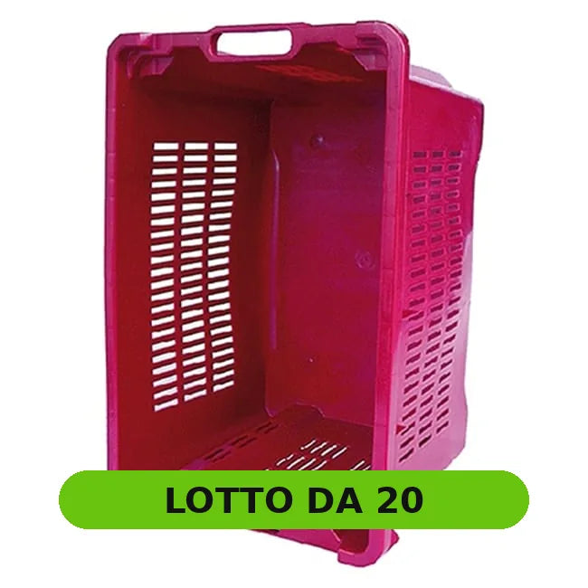 Cassetta in PVC impilabile 40 litri - forata lateralmente, sovrapponibile al modello tradizionale (pacco da 20 pezzi) - lotto da 20 [pack:20#03]