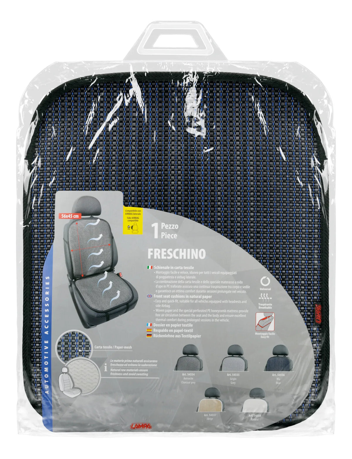La confezione di Freschino, schienale in carta tessile