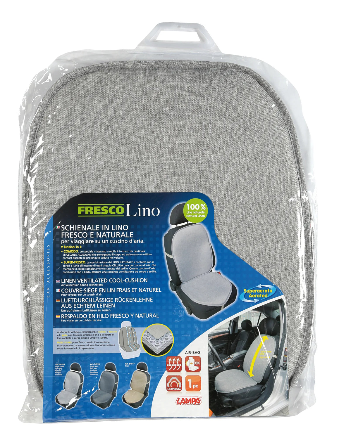 La confezione di Fresco Lino, schienale in lino fresco e naturale - Grigio