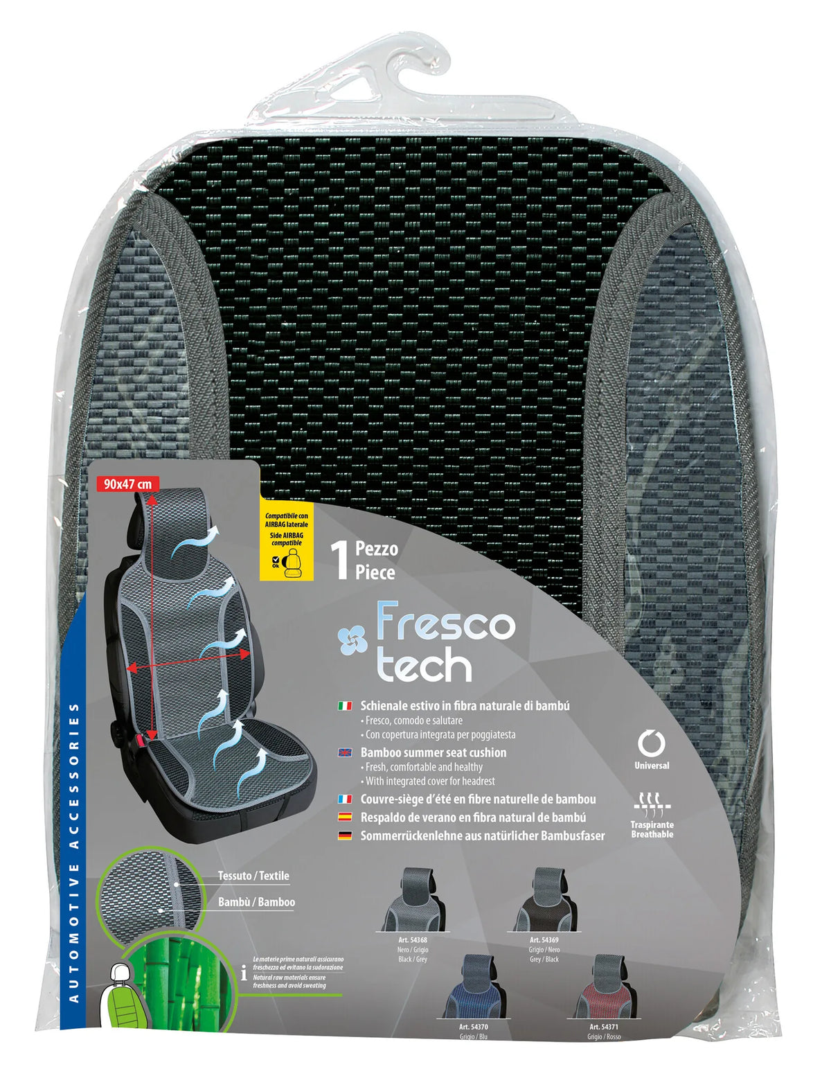 La confezione di Fresco-Tech, schienale estivo in fibra naturale di bambù