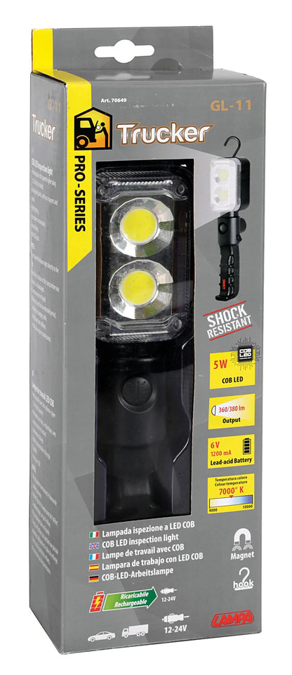 La confezione di GL-11 Trucker, lampada ispezione ricaricabile a Led Cob