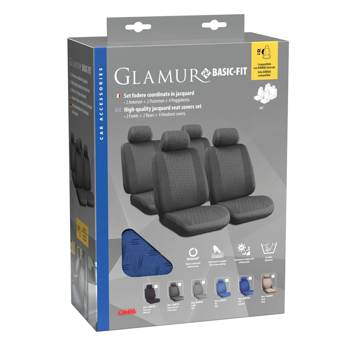 La confezione di Glamur Basic-Fit, set fodere coordinate in jacquard
