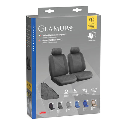 La confezione di Glamur, coppia coprisedili anteriori in jacquard, universali