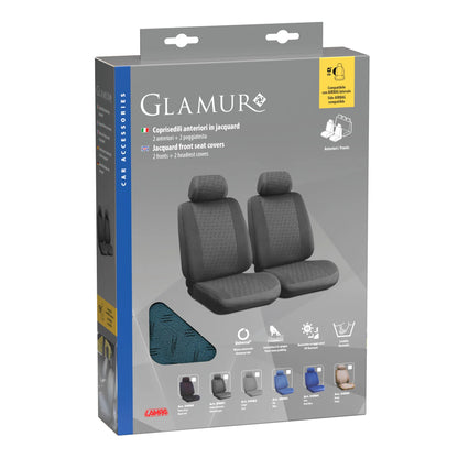 La confezione di Glamur, coppia coprisedili anteriori in jacquard, universali