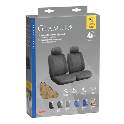 La confezione di Glamur, coppia coprisedili anteriori in jacquard, universali