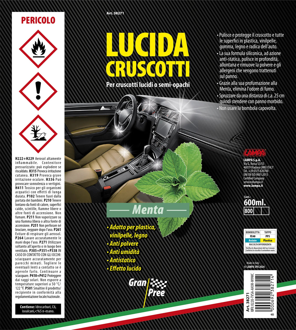 La confezione di Gran Pree, lucida cruscotti - 600 ml, vista 2